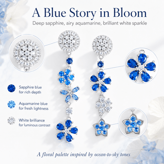 Lab - Grown Sapphire & Aquamarine Mismatched Earrings - Reymey