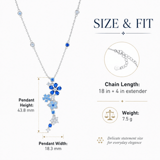 Lab - Grown Sapphire & Aquamarine Floral Motif Necklace - Reymey
