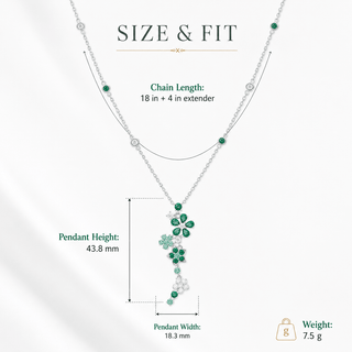 Lab - Grown Emerald Floral Motif Necklace - Reymey