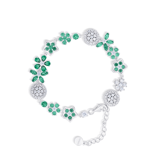 Lab - Grown Emerald Floral Motif Bracelet - Reymey