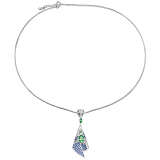 Pavé Moissanite, Lab - Grown Emerald & Sapphire Pendant Necklace - Reymey