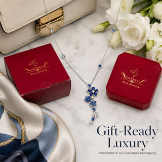 Lab - Grown Sapphire & Tanzanite Floral Motif Necklace - Reymey