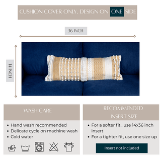 Handmade Lumbar Cushion Cover 14x36 - Reymey
