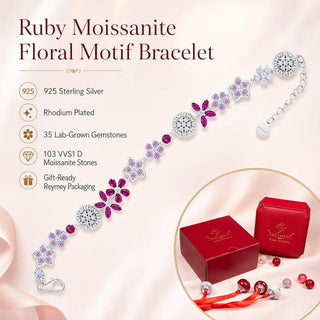 Lab - Grown Ruby & Moissanite Jewelry Set — Bracelet & Necklace - Reymey